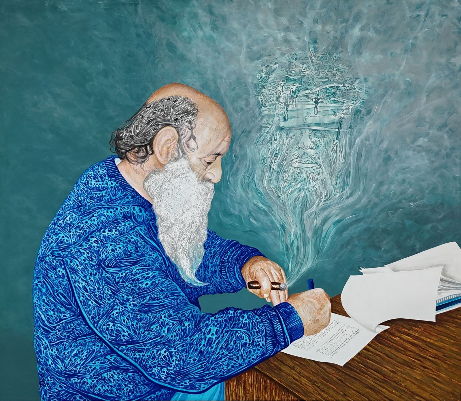 Pintura original de la portada de ¡Viva la vida! ¡Viva yo! por Miguel Ángel Tahual